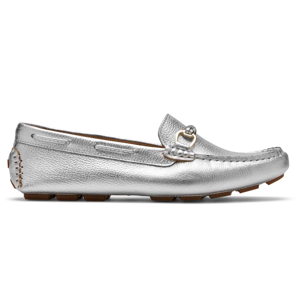 Rockport Women's Bayview Driver Loafers - Silver - USA (0365SVRYI)